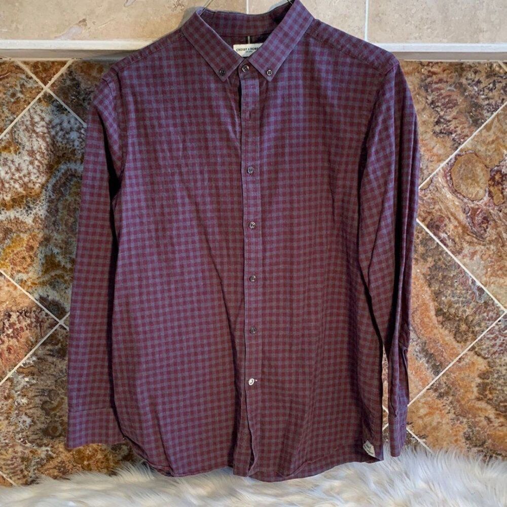 Crosby & Howard Men’s Stretch Fabric Maroon and Gray Button Down Size XL